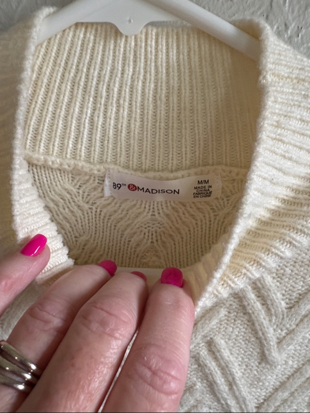 89th & Madison Cream and Green Patterned Turtleneck Sweater - Picture 2 of 4